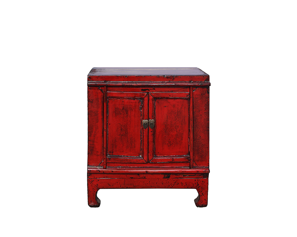 Red High Lacquer 2 Door Cabinet - NookDeco