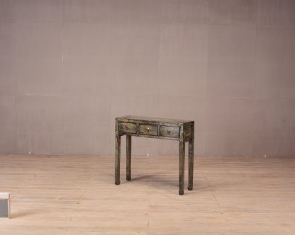 2 drawer blue crackle console