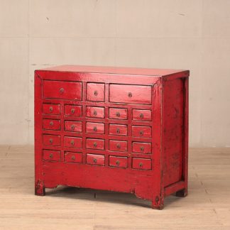 red medicine cabinet