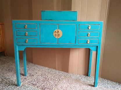 Teal 6 drawer console table
