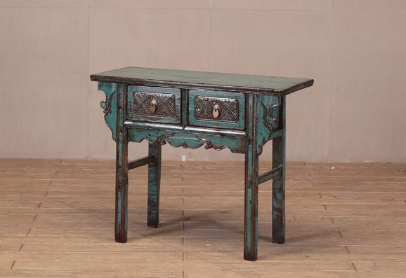 Teal Blue High Lacquer Console Table, Teal Blue Console Table