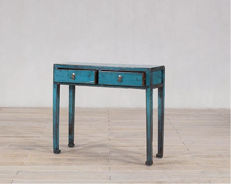 Teal Blue 2 Drawer Console Table - Image 3