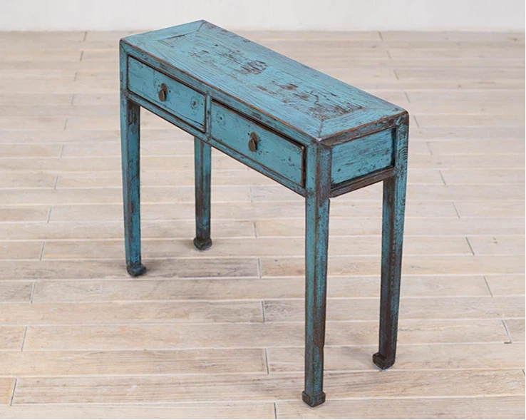 Teal Blue 2 Drawer Console Table - Image 4