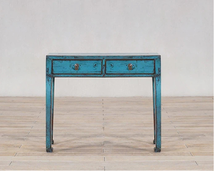 Teal Blue 2 Drawer Console Table - Image 2