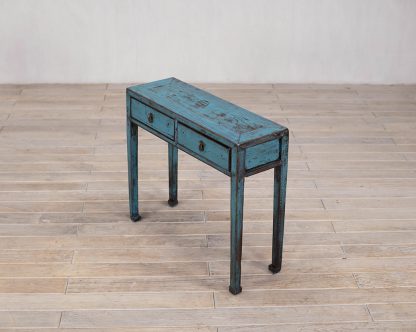 Teal Blue 2 Drawer Console Table - Image 4