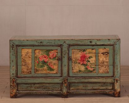 Hand Painted Green High Lacquer Cabinet