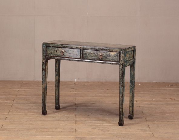 2 drawer blue console table