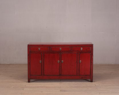 3 drawer 4 door red Manchuria cabinet