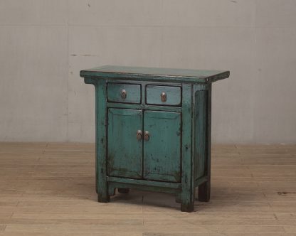 2 door and 2 drawer teal cabinet