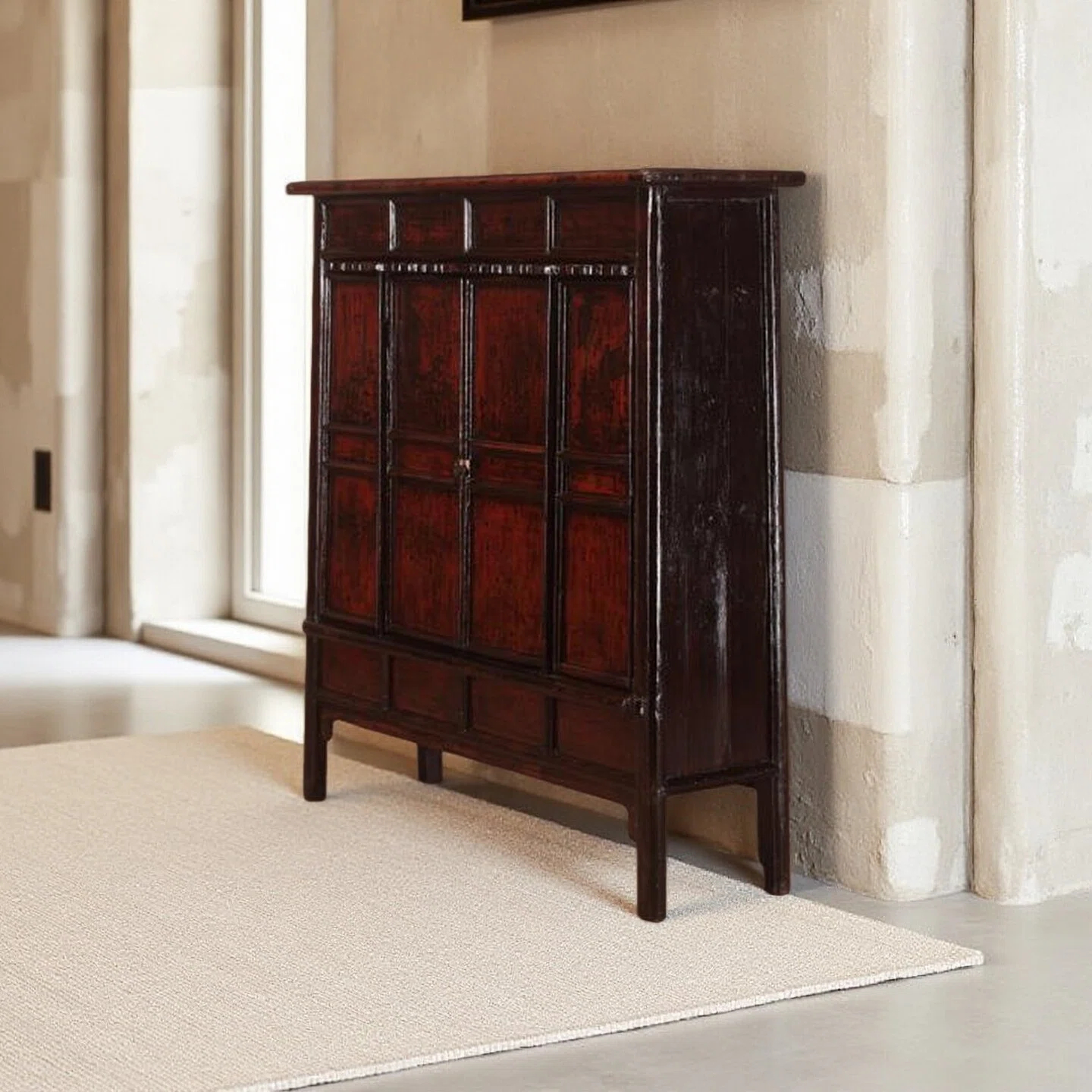 Magnificent Deep Red Cabinet with Paneled Front - Image 4