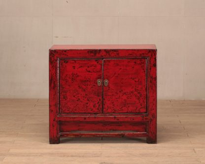 2 door red cabinet