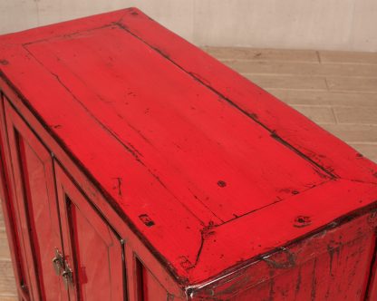 red 2 door cabinet