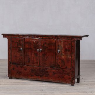 Floral Red 4 Door Sideboard