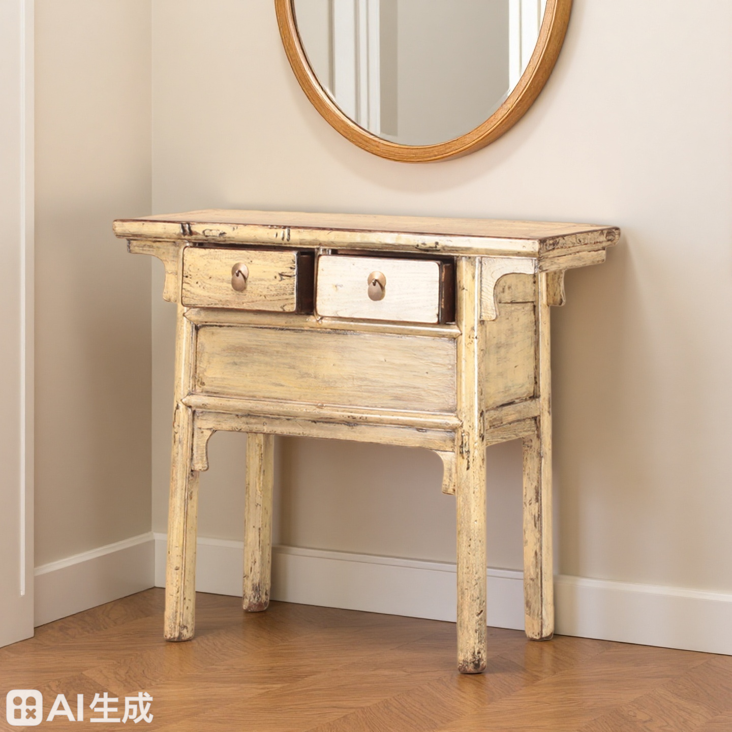 Off White High Lacquer 2 Drawers Console Table - Image 2