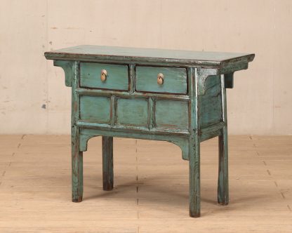 teal console table