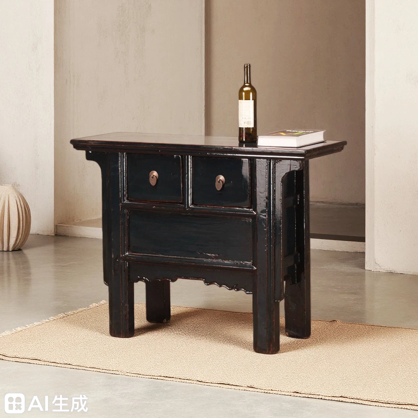 Dark Blue High Lacquer 2 Drawers and 2 Doors Console Table - Image 2