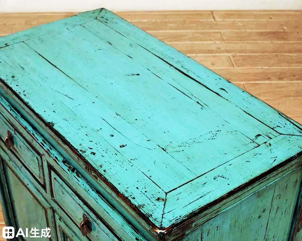 Teal High Lacquer 3 Drawer and 2 Door Cabinet - Image 4