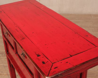 red console table