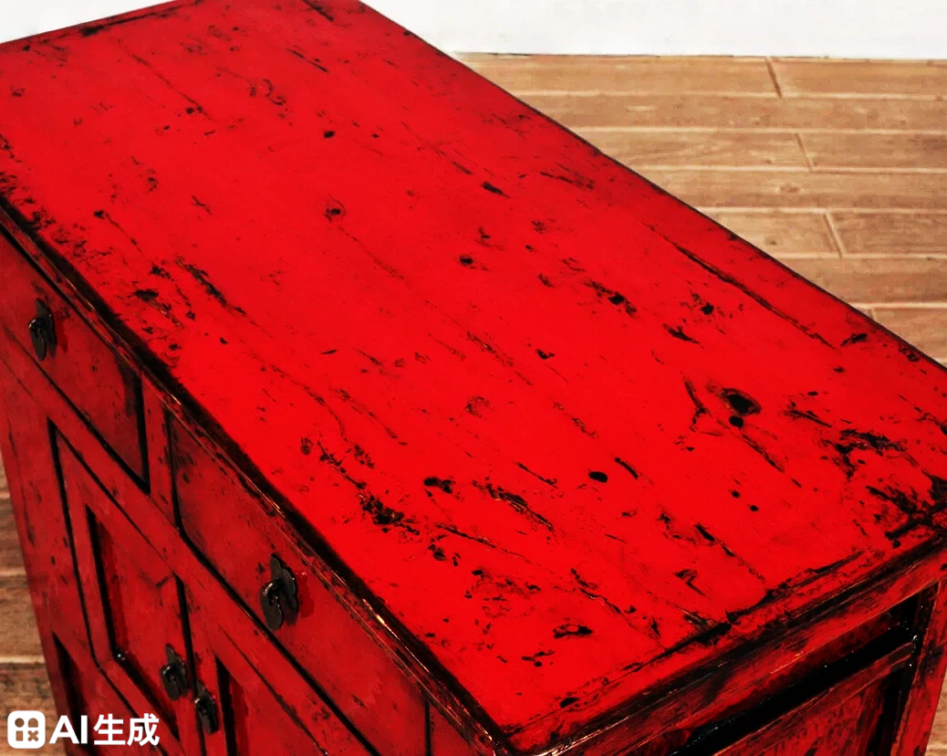 Red High Lacquer 2 Drawer and 2 Door Cabinet - Image 4