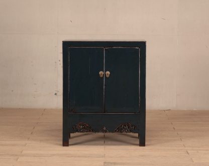 dark blue 2 door cabinet