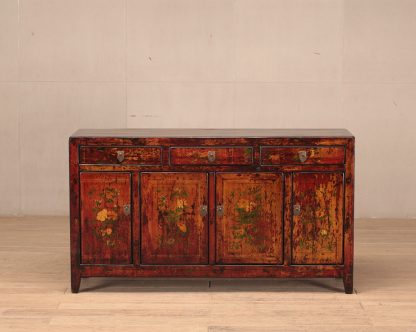 gold red floral Manchuria sideboard