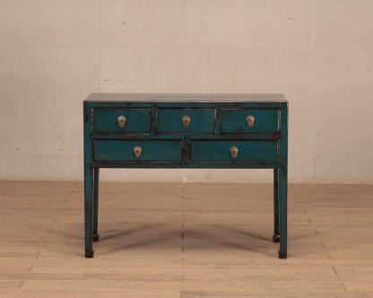 5 drawer blue console table