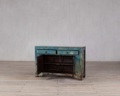 Teal Blue High Lacquer 2 Drawer & 2 Door Cabinet - Image 3