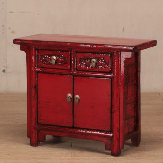 red 2 door 2 drawer cabinet