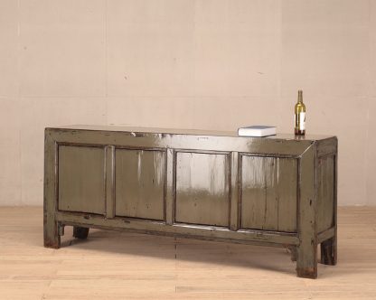 Long Grey High Lacquer 4 Door Cabinet - Image 3