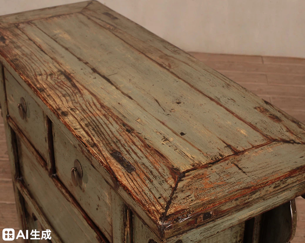 Oliver Green Lacquer 2 Drawer Console Table With Carved Panels - Image 3