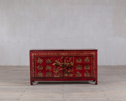 Red Golden Thread Floral 4 Door 3 Drawer Manchuria Sideboard - Image 2
