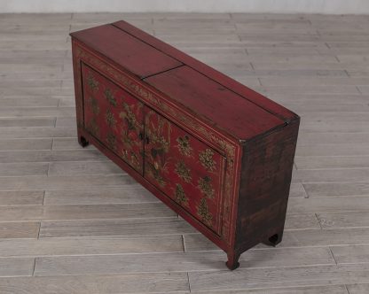 Red Golden Thread Floral 4 Door 3 Drawer Manchuria Sideboard - Image 3