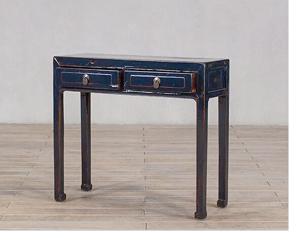 2 Row Blue Table Blue 2 Drawer Console Table – NookDeco