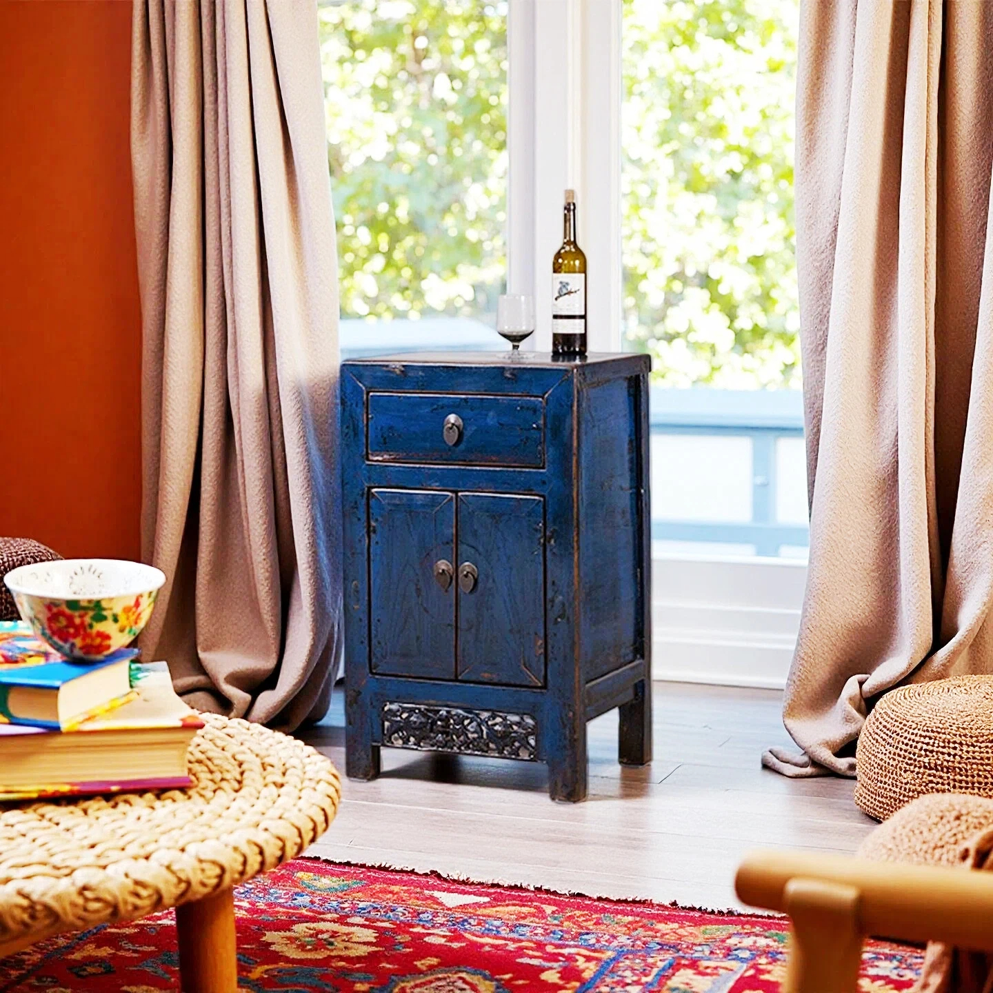 Blue High Lacquer 1 Drawer & 2 Door Cabinet - Image 2