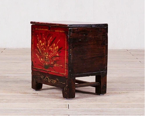Red Hand-Painted High Lacquer Cabinet With Top Open - Image 5